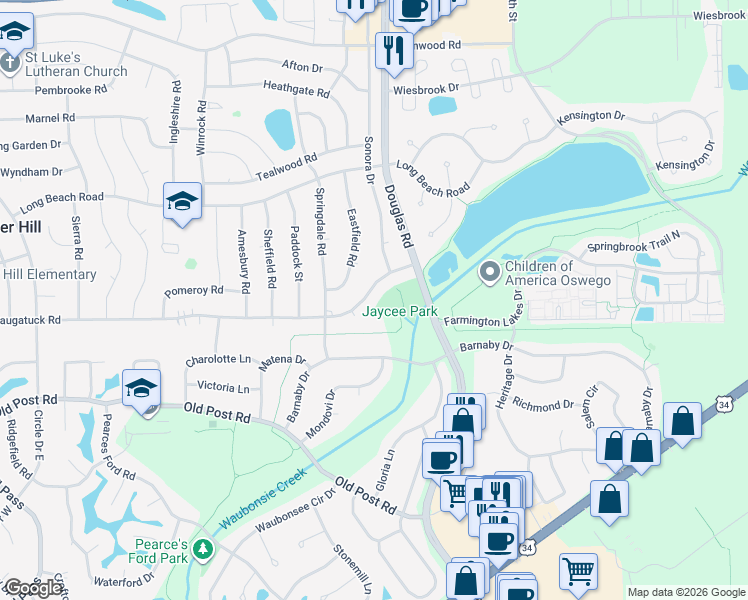 map of restaurants, bars, coffee shops, grocery stores, and more near 124 Saugatuck Road in Montgomery