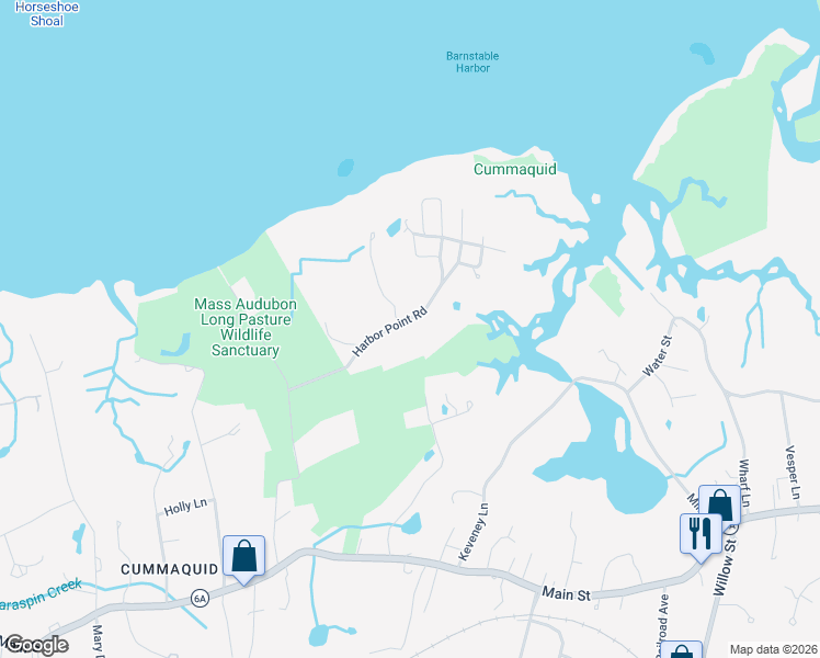 map of restaurants, bars, coffee shops, grocery stores, and more near 151 Harbor Point Road in Barnstable