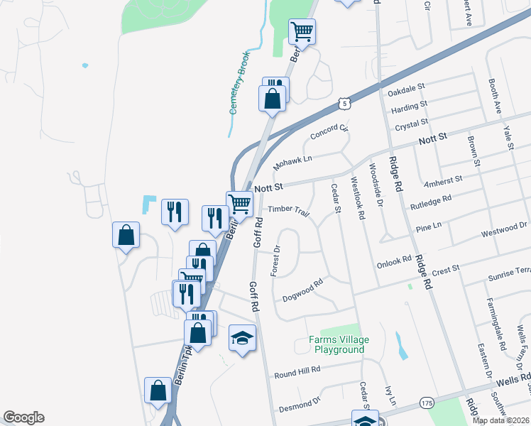 map of restaurants, bars, coffee shops, grocery stores, and more near 1676 Berlin Turnpike in Wethersfield