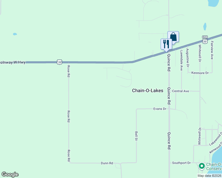 map of restaurants, bars, coffee shops, grocery stores, and more near 29998 Marshall Drive North in South Bend