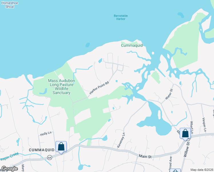 map of restaurants, bars, coffee shops, grocery stores, and more near 171 Harbor Point Road in Barnstable