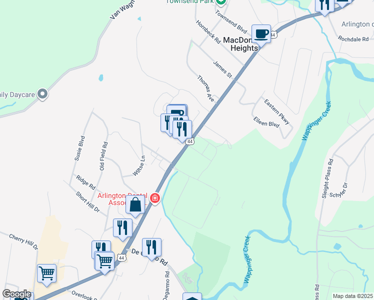 map of restaurants, bars, coffee shops, grocery stores, and more near 932 Dutchess Turnpike in Poughkeepsie