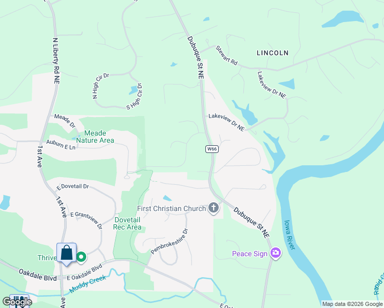 map of restaurants, bars, coffee shops, grocery stores, and more near 685 Breconshire Lane in Coralville