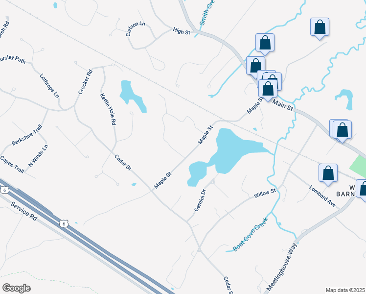 map of restaurants, bars, coffee shops, grocery stores, and more near 241 Maple Street in Barnstable