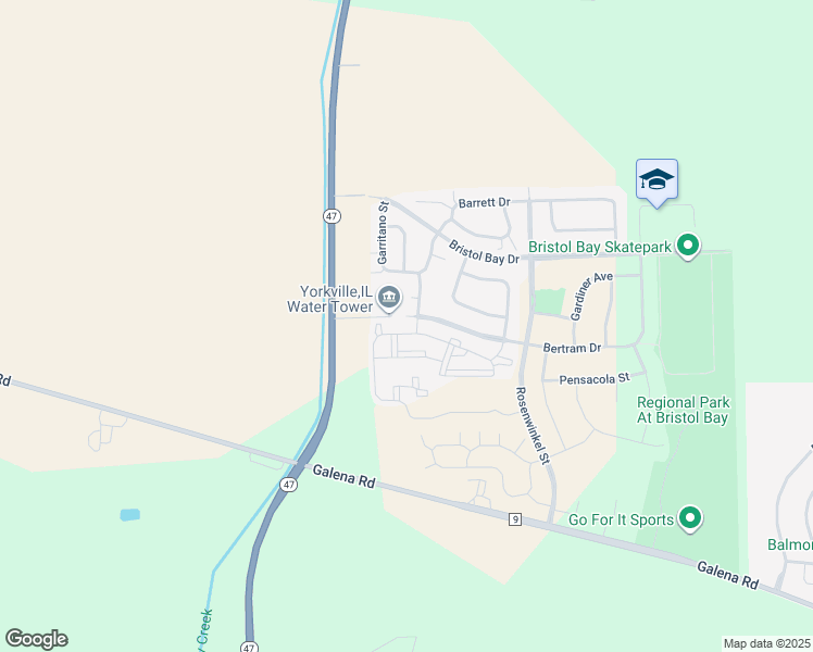 map of restaurants, bars, coffee shops, grocery stores, and more near 138 Bertram Drive in Yorkville