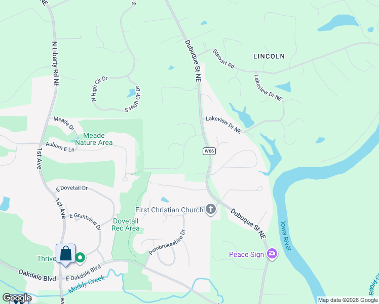 map of restaurants, bars, coffee shops, grocery stores, and more near 685 Breconshire Lane in Coralville