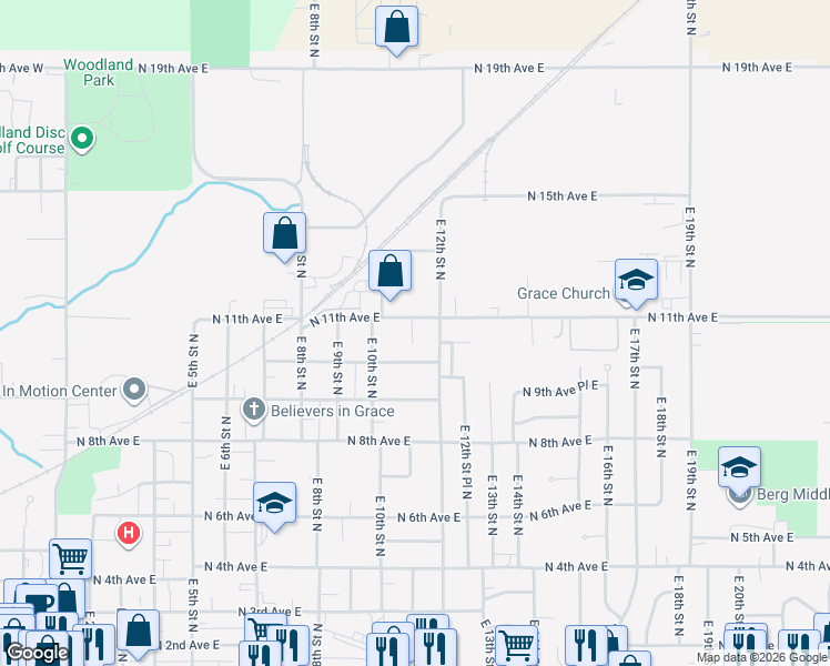 map of restaurants, bars, coffee shops, grocery stores, and more near 1007 East 12th Street North in Newton