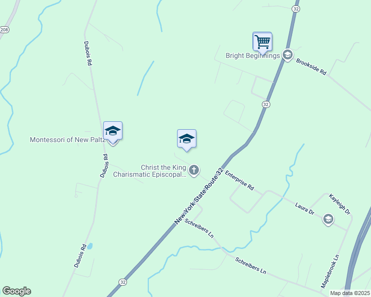 map of restaurants, bars, coffee shops, grocery stores, and more near 1 Eugene L Brown Drive in New Paltz