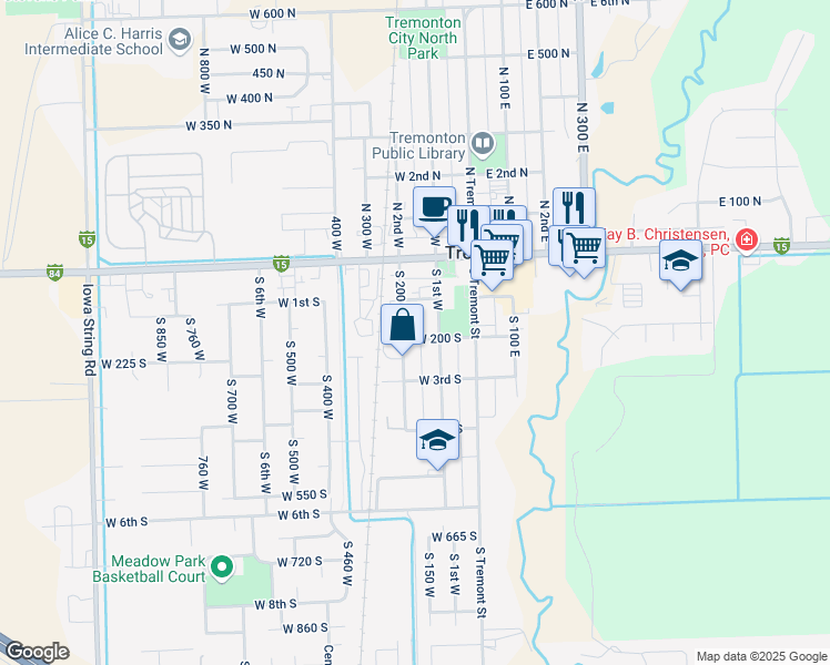 map of restaurants, bars, coffee shops, grocery stores, and more near 231 South 200 West in Tremonton