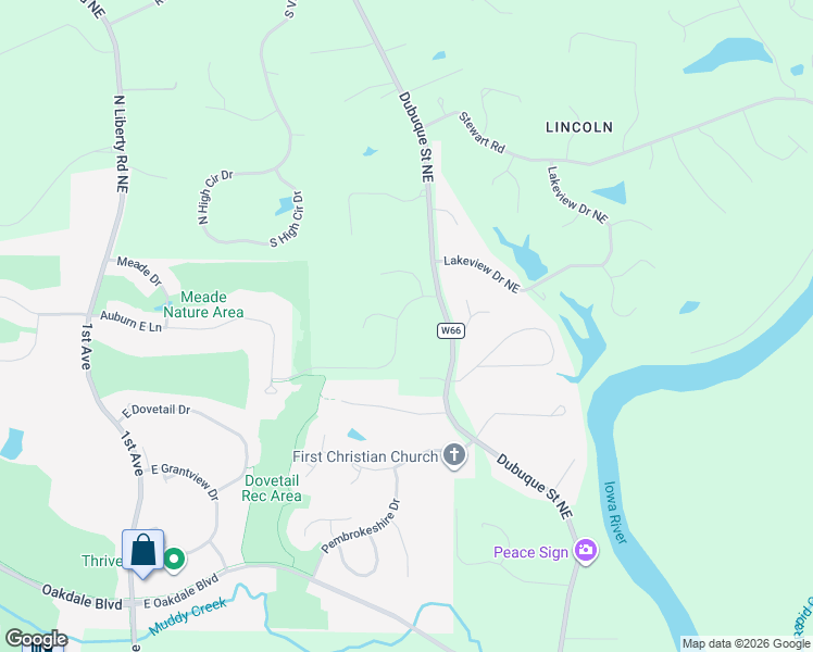 map of restaurants, bars, coffee shops, grocery stores, and more near 685 Breconshire Lane in Coralville