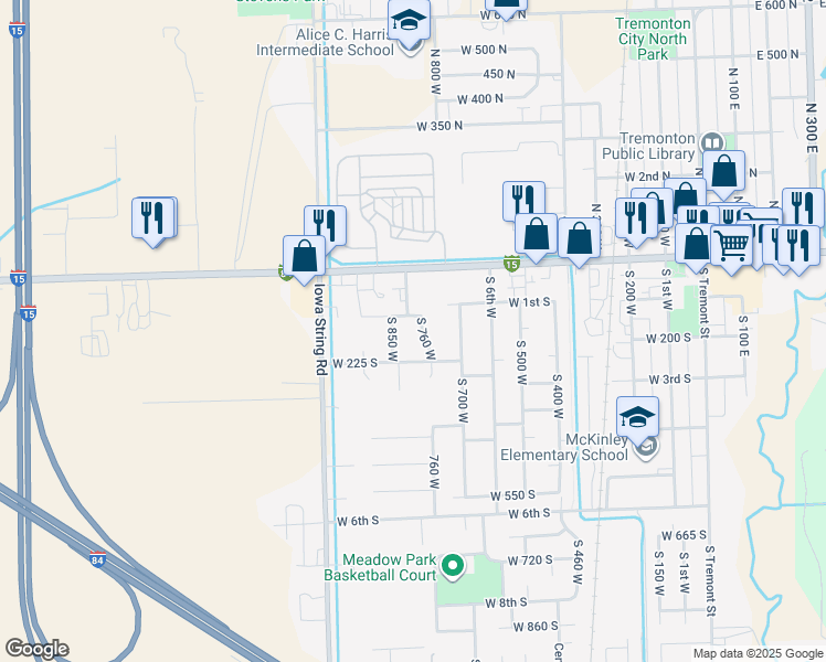 map of restaurants, bars, coffee shops, grocery stores, and more near 806 West 225 South in Tremonton