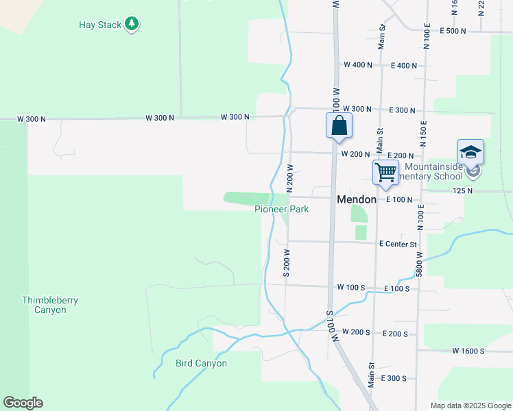 map of restaurants, bars, coffee shops, grocery stores, and more near West 50 North in Mendon