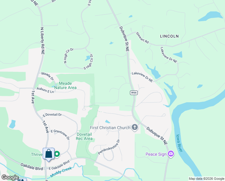 map of restaurants, bars, coffee shops, grocery stores, and more near 685 Breconshire Lane in Coralville