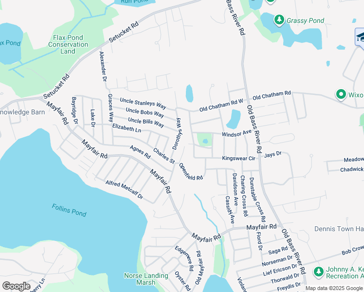map of restaurants, bars, coffee shops, grocery stores, and more near 23 Elizabeth Lane in Dennis