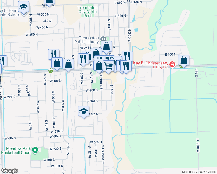 map of restaurants, bars, coffee shops, grocery stores, and more near 51 East 1st South in Tremonton