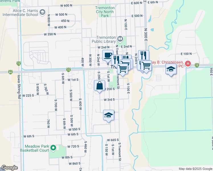 map of restaurants, bars, coffee shops, grocery stores, and more near 151 West 1st South in Tremonton