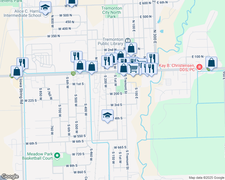 map of restaurants, bars, coffee shops, grocery stores, and more near 151 West 1st South in Tremonton