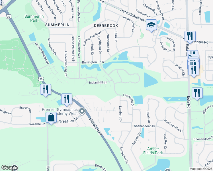 map of restaurants, bars, coffee shops, grocery stores, and more near 1946 Indian Hill Lane in Aurora