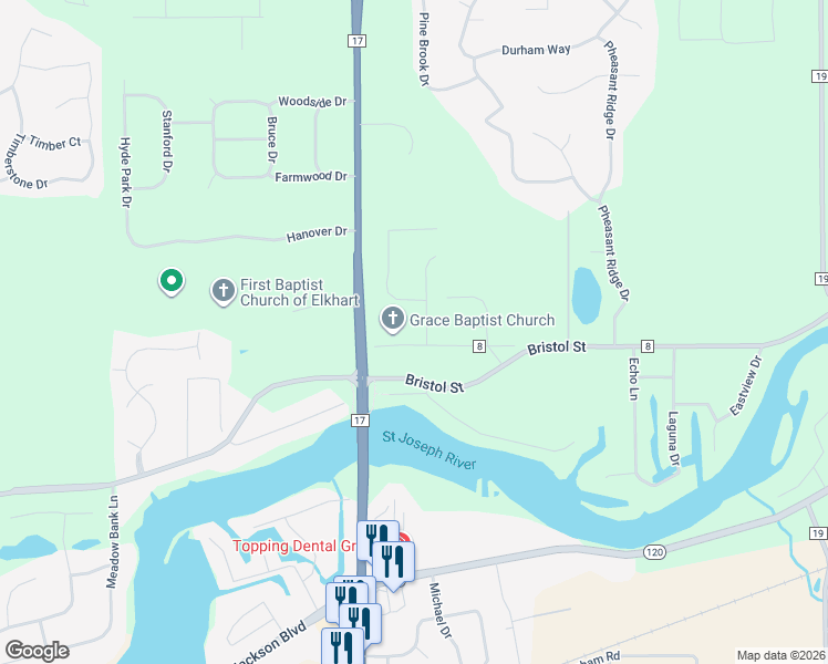 map of restaurants, bars, coffee shops, grocery stores, and more near 21898 Angeline Drive in Bristol