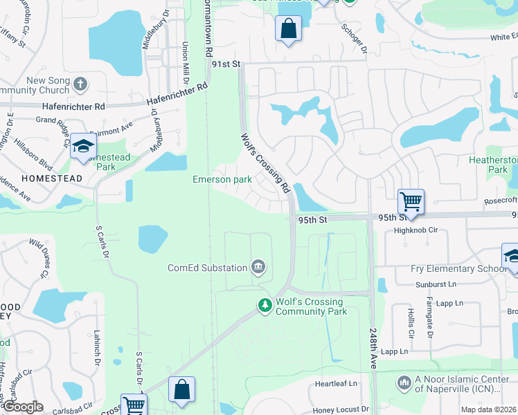 map of restaurants, bars, coffee shops, grocery stores, and more near 2949 Madison Drive in Buffalo Grove