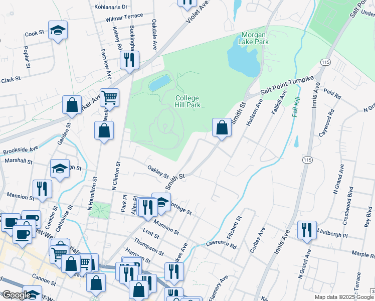 map of restaurants, bars, coffee shops, grocery stores, and more near 34 Du Bois Avenue in Poughkeepsie