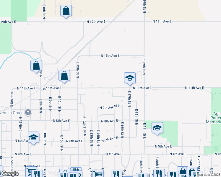 map of restaurants, bars, coffee shops, grocery stores, and more near 1424 South 11th Avenue East in Newton