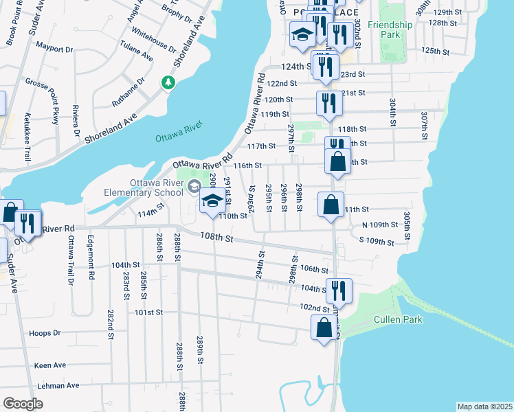 map of restaurants, bars, coffee shops, grocery stores, and more near 4834 293rd Street in Toledo