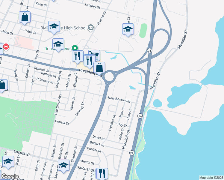 map of restaurants, bars, coffee shops, grocery stores, and more near 999 U.S. 6 in Fall River