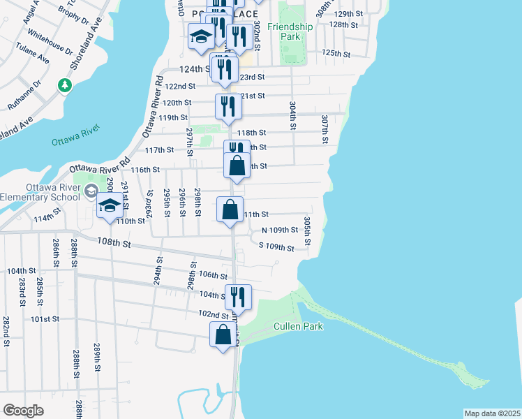 map of restaurants, bars, coffee shops, grocery stores, and more near 2861 113th Street in Toledo