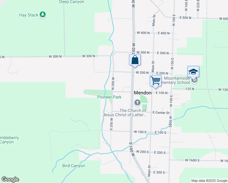 map of restaurants, bars, coffee shops, grocery stores, and more near 195 West 100 North in Mendon