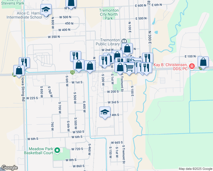 map of restaurants, bars, coffee shops, grocery stores, and more near 151 West 1st South in Tremonton