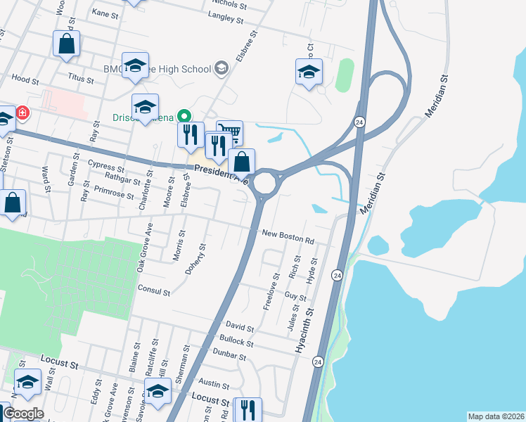 map of restaurants, bars, coffee shops, grocery stores, and more near 999 U.S. 6 in Fall River