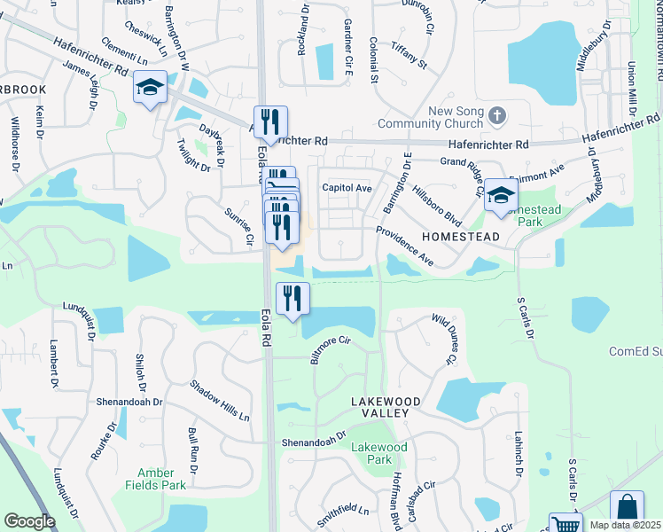map of restaurants, bars, coffee shops, grocery stores, and more near 2377 Georgetown Circle in Aurora