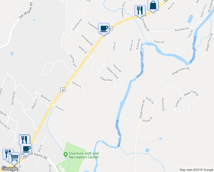 map of restaurants, bars, coffee shops, grocery stores, and more near 29 Eileen Boulevard in Poughkeepsie