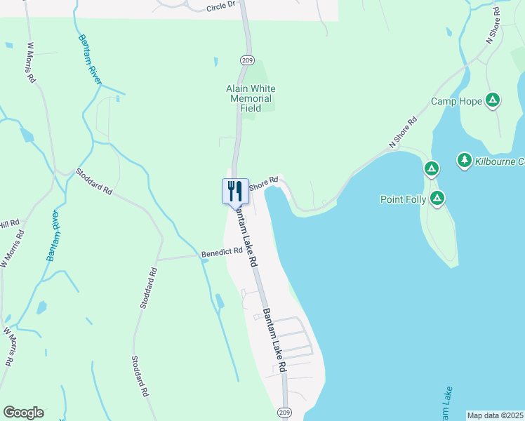 map of restaurants, bars, coffee shops, grocery stores, and more near 13 Breezy Knoll Road in Morris