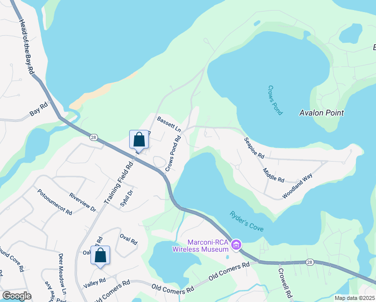 map of restaurants, bars, coffee shops, grocery stores, and more near 28 Robbins Way in Chatham