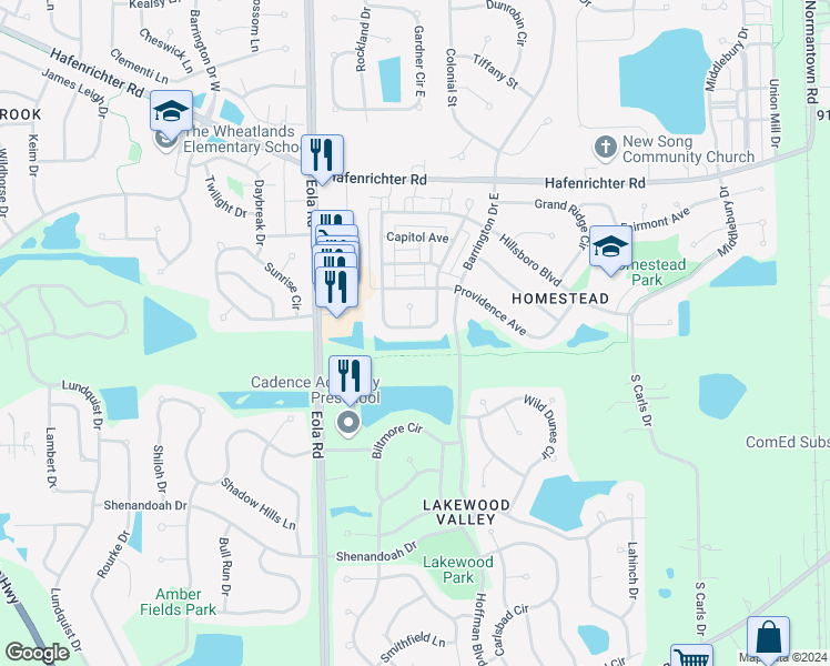 map of restaurants, bars, coffee shops, grocery stores, and more near 2377 Georgetown Circle in Aurora