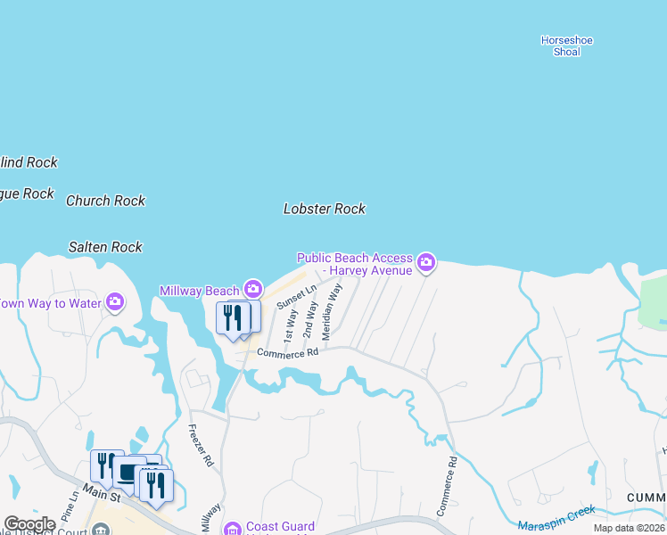 map of restaurants, bars, coffee shops, grocery stores, and more near 141 Sunset Lane in Barnstable