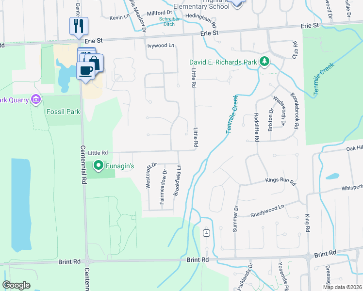map of restaurants, bars, coffee shops, grocery stores, and more near 5428 Deercross Court in Sylvania