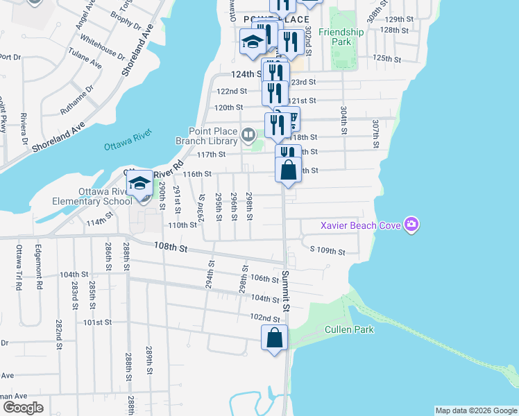 map of restaurants, bars, coffee shops, grocery stores, and more near 4824 298th Street in Toledo