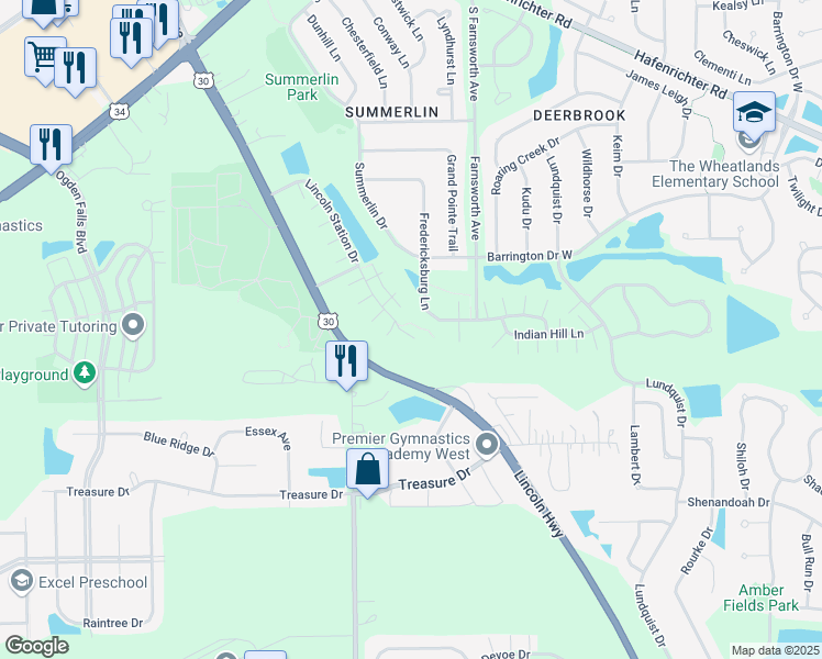 map of restaurants, bars, coffee shops, grocery stores, and more near 692 Lincoln Station Drive in Oswego