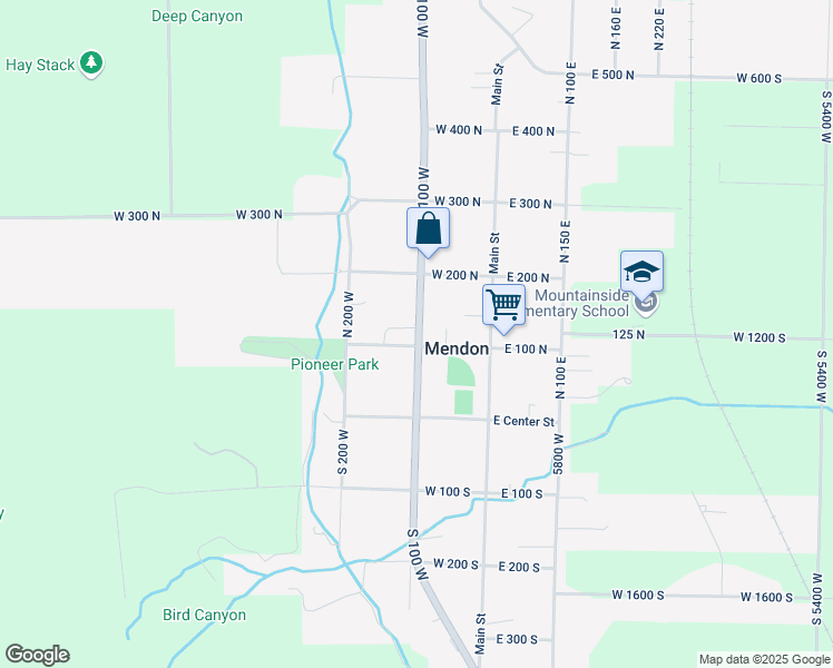 map of restaurants, bars, coffee shops, grocery stores, and more near 115 North 100 West in Mendon