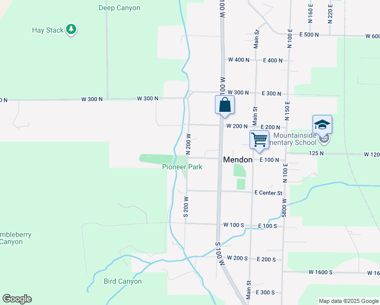 map of restaurants, bars, coffee shops, grocery stores, and more near 195 West 100 North in Mendon