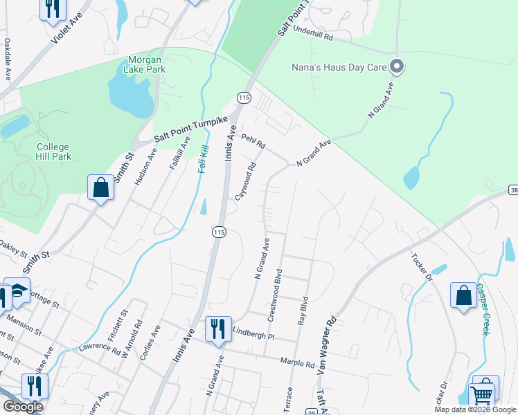 map of restaurants, bars, coffee shops, grocery stores, and more near 181 North Grand Avenue in Arlington