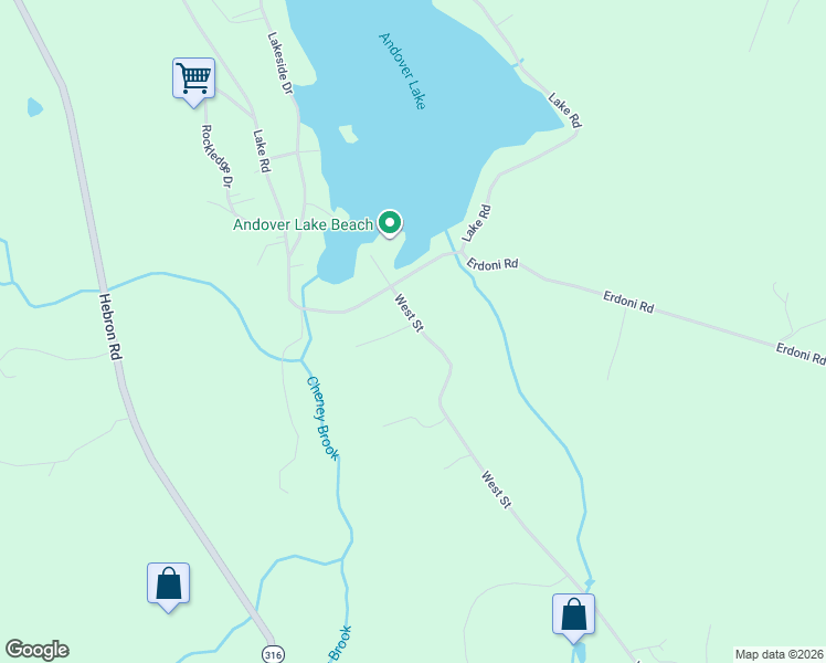 map of restaurants, bars, coffee shops, grocery stores, and more near 3 West Street in Andover