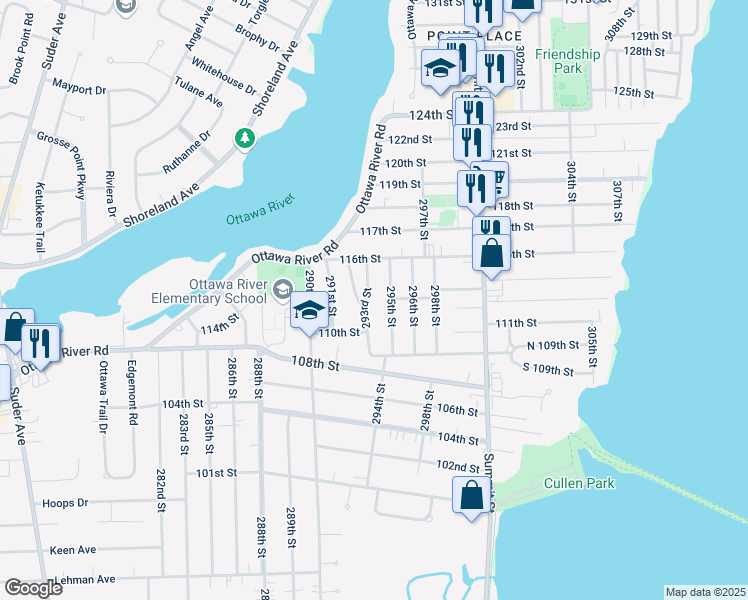 map of restaurants, bars, coffee shops, grocery stores, and more near 4834 293rd St in Toledo