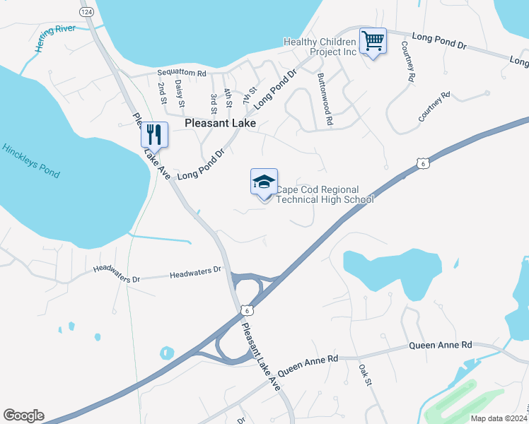 map of restaurants, bars, coffee shops, grocery stores, and more near 351 Pleasant Lake Avenue in Harwich