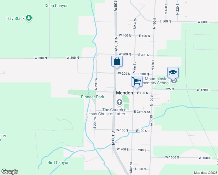 map of restaurants, bars, coffee shops, grocery stores, and more near 147 North 100 West in Mendon