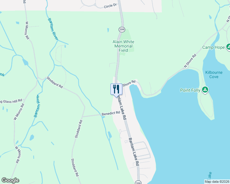 map of restaurants, bars, coffee shops, grocery stores, and more near 426 Bantam Lake Road in Litchfield