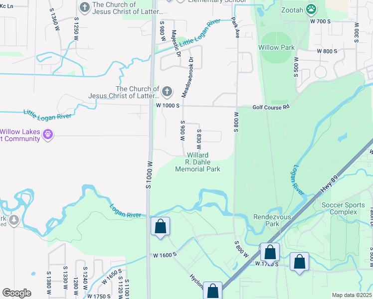map of restaurants, bars, coffee shops, grocery stores, and more near 1206 South 900 West in Logan